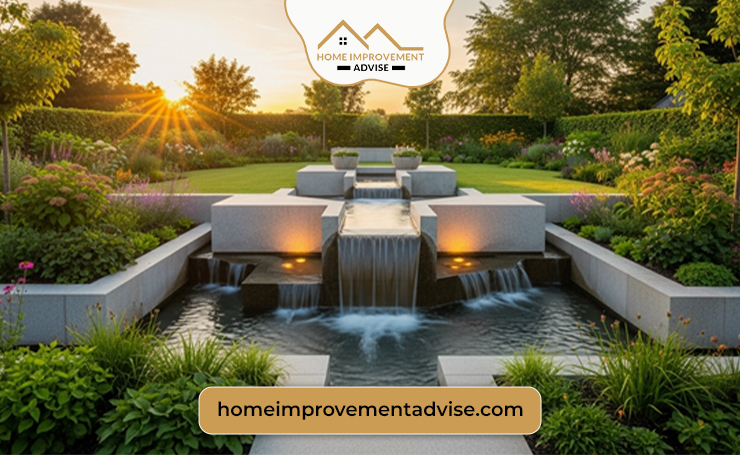 Modern Waterfall Placement With Garden Structure