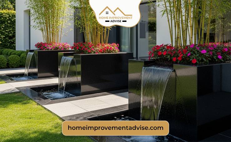 waterfalls integrated into the planters in your gardens,