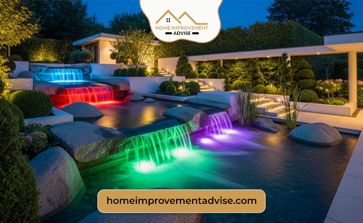 color-changing LED lights for more modern functionality and adding it as a focal point of your waterfall 