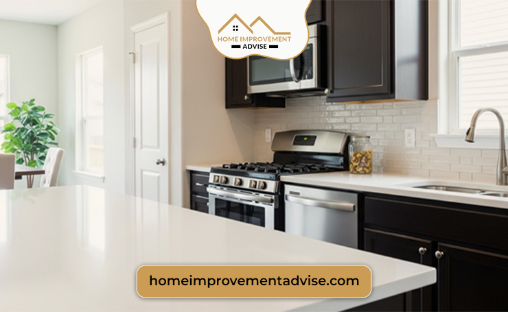 For a lighter countertop, you can add dark cabinets and neutral backsplashes to provide a modern look with a balanced color contrast.