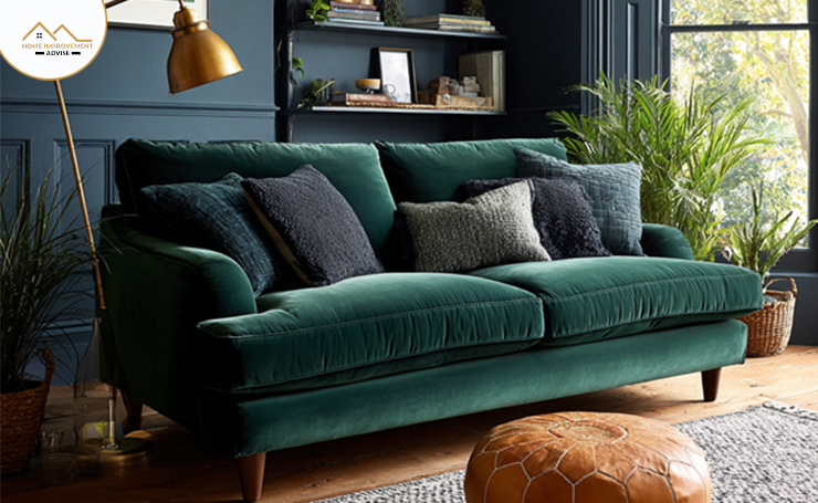 Dark green sofa living room