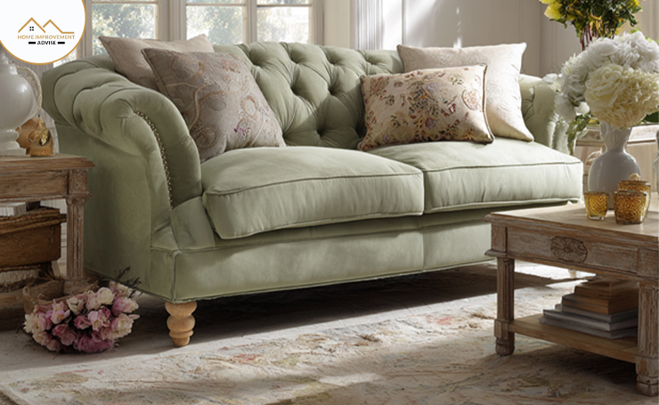Sage green sofa living room