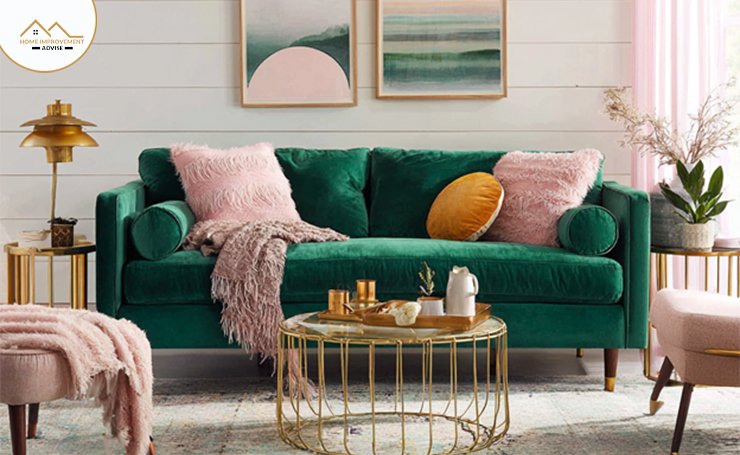 Emerald green sofa