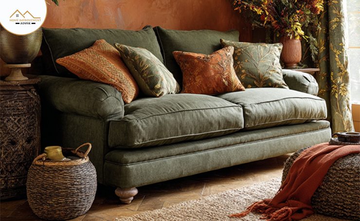 Olive green sofa