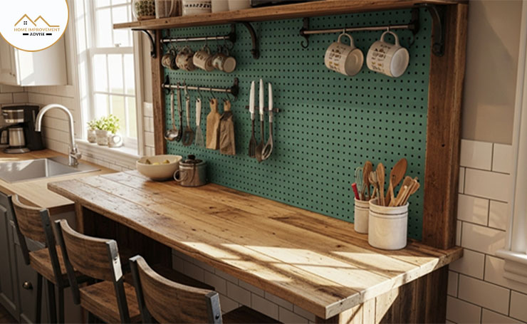 Pegboard-Backed Bar