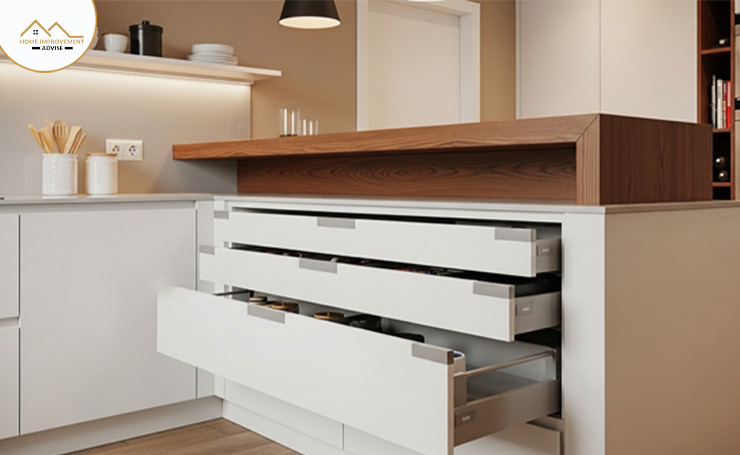 built-in drawers or shelves along with these bars 
