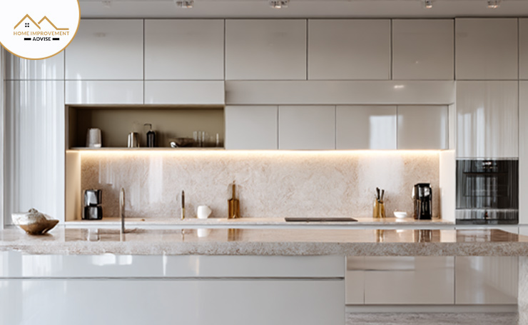 Minimalist Handleless White Cabinets