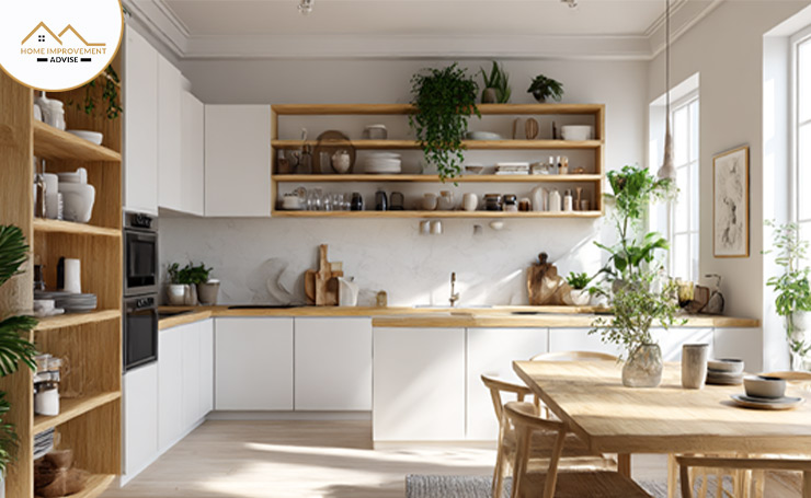 White Cabinets with Open Shelving Mix
