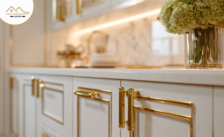 White Cabinets with Gold Hardware