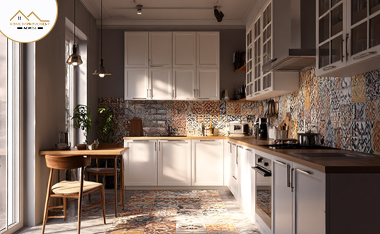 White Cabinets with Bold Backsplash