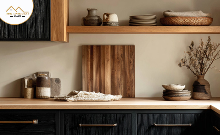 Textured Black: You can use textured black cabinets to add depth to your kitchen. Cabinets with a wood grain pattern are a popular choice for a rich and multi-dimensional look.