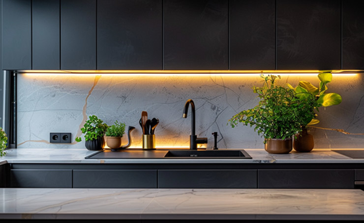 1. Sleek Modern Black Kitchen Cabinets