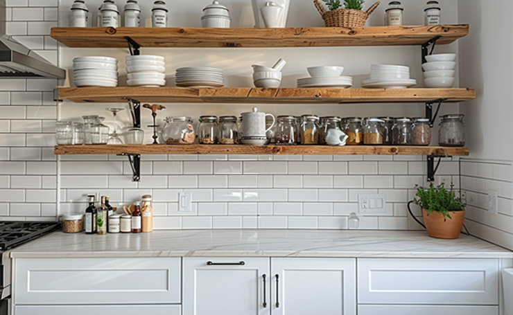 2. Open Shelving in Modern Cabinet Design