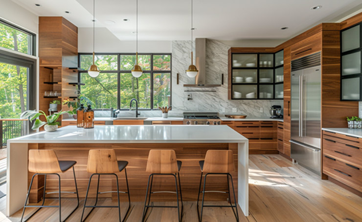 1. Mixed Materials in Contemporary Kitchen Cabinets Design