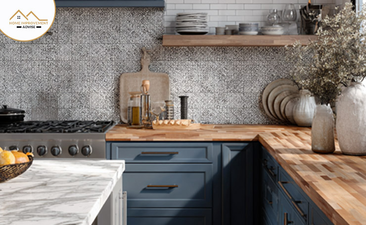 Best Countertops and Backsplashes with Blue Cabinets