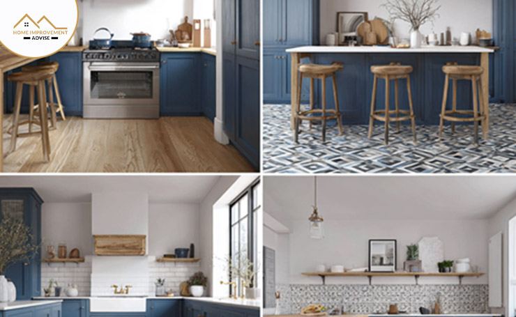 Flooring Ideas for Kitchens with Blue Cabinets