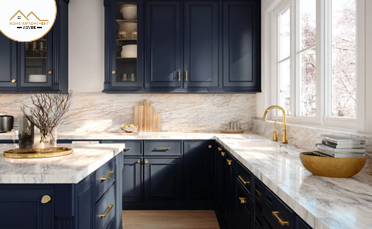 Navy Blue Cabinets: Navy is a timeless shade that enhances the style of your kitchen. The elegance and boldness of navy kitchen cabinets make them a popular choice among many homeowners. Moreover, it looks good in both traditional and modern kitchens.