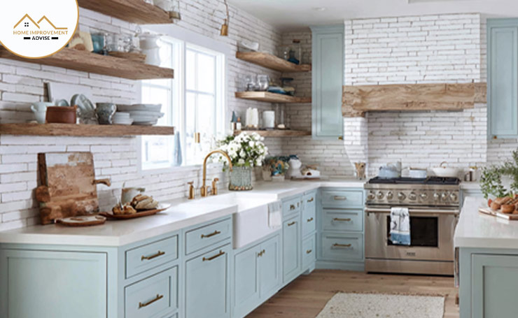 Painted Light Blue Cabinets: Blue painted kitchen cabinets in lighter shades are becoming a popular choice for coastal, farmhouse, and cottage-style kitchens. These cabinets make a small kitchen more open and airy, creating a welcoming space.