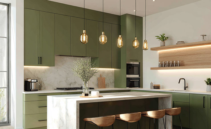  Perfect Pairings for Green Kitchen Cabinets Lighting and Finishes