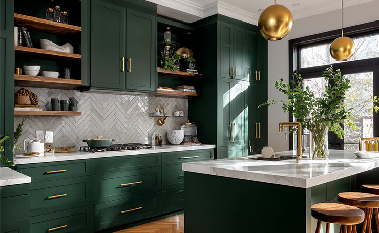 Forest Green Kitchen Cabinets