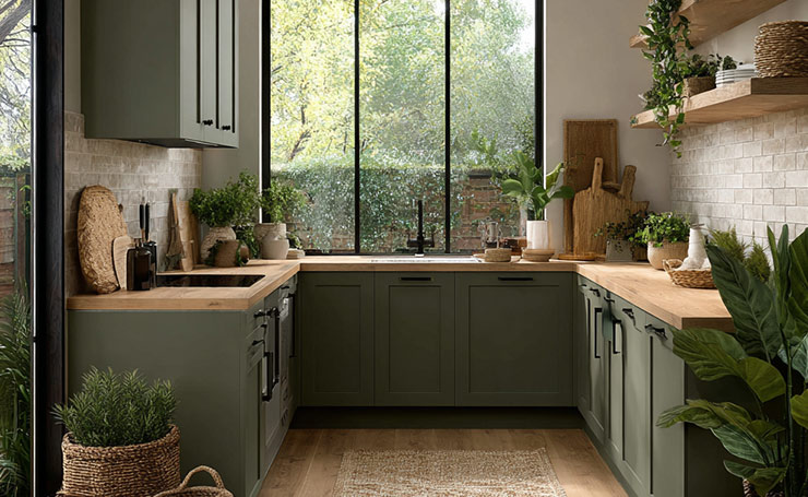 Moss Green Kitchen Cabinets