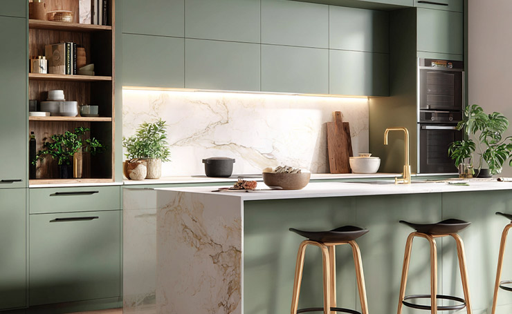 Matte Green Kitchen Cabinetry