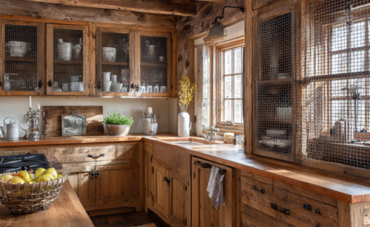 Farmhouse Chicken Wired Cabinets Doors