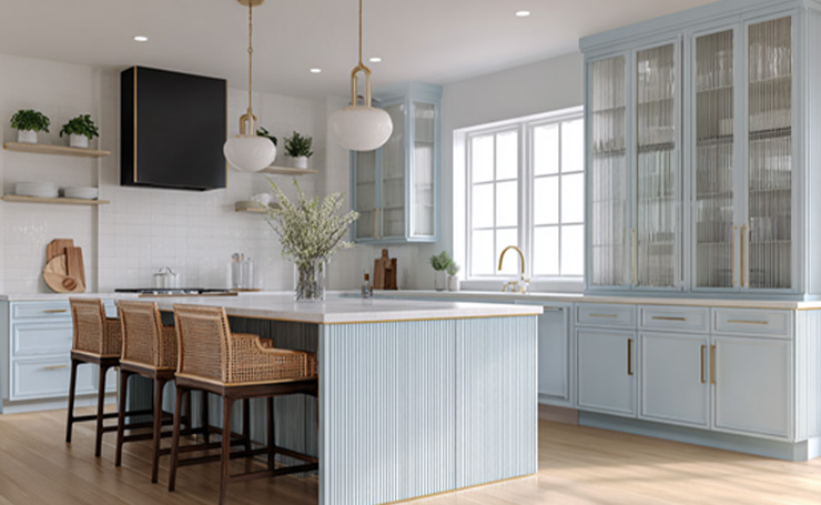 Reeded Glass Cabinet Doors