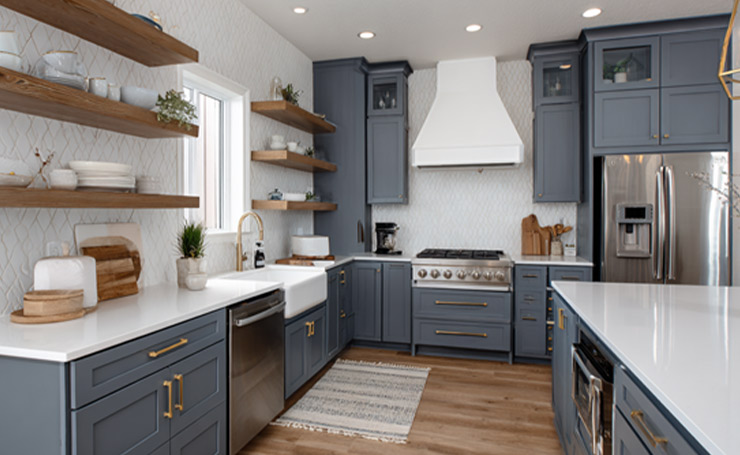 Blue-Gray Kitchen Cabinets