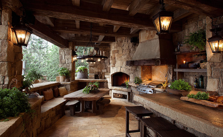 Rustic Covered Outdoor Kitchen Ideas