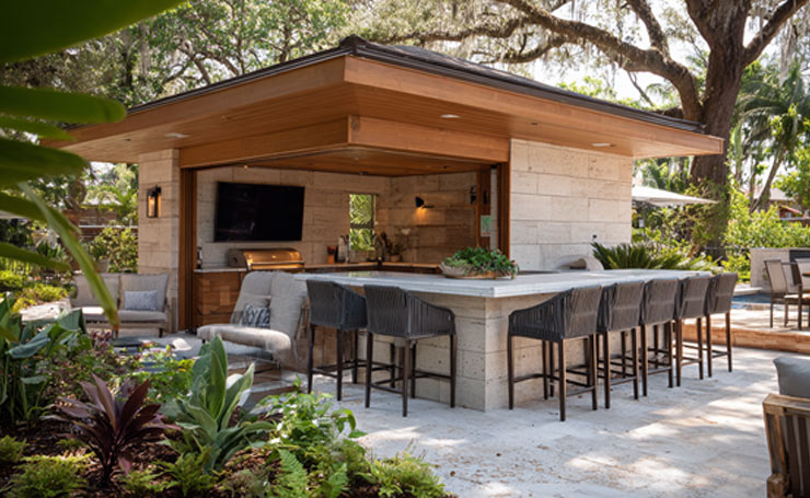 Island-style setups bring the cooking area to the center, making it perfect for your family and friends to gather around.